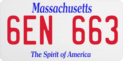 MA license plate 6EN663