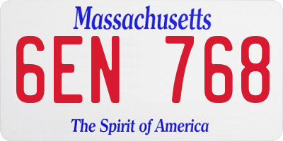 MA license plate 6EN768
