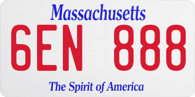 MA license plate 6EN888