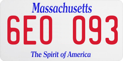 MA license plate 6EO093