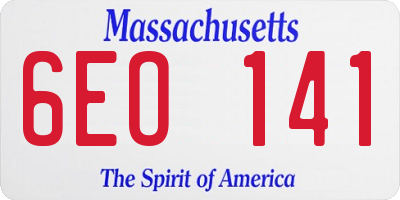 MA license plate 6EO141