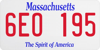 MA license plate 6EO195