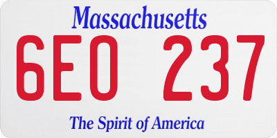 MA license plate 6EO237