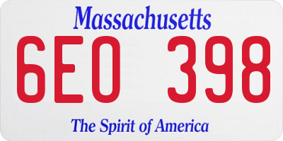 MA license plate 6EO398