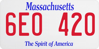 MA license plate 6EO420