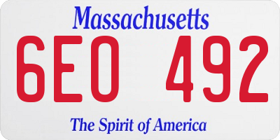 MA license plate 6EO492