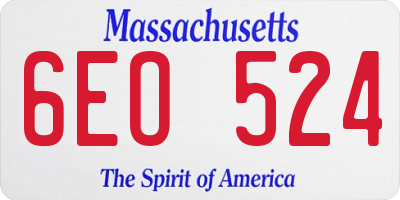 MA license plate 6EO524