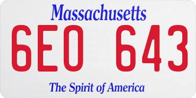 MA license plate 6EO643