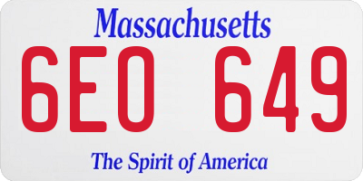 MA license plate 6EO649