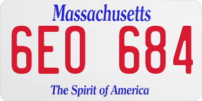 MA license plate 6EO684