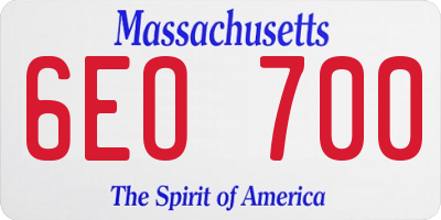 MA license plate 6EO700