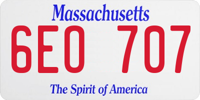 MA license plate 6EO707