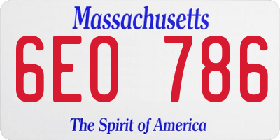 MA license plate 6EO786