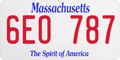 MA license plate 6EO787