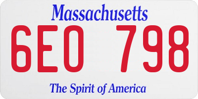 MA license plate 6EO798