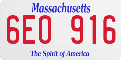 MA license plate 6EO916