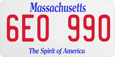 MA license plate 6EO990