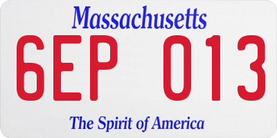 MA license plate 6EP013