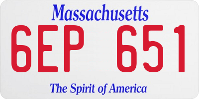 MA license plate 6EP651