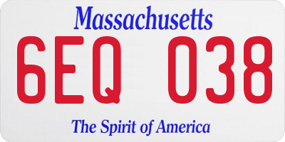 MA license plate 6EQ038