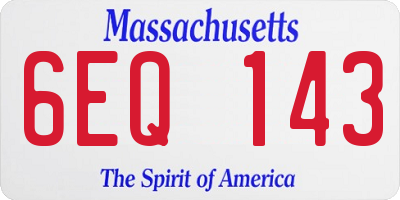 MA license plate 6EQ143