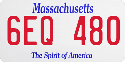 MA license plate 6EQ480