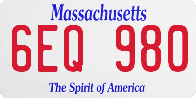 MA license plate 6EQ980