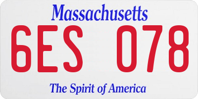 MA license plate 6ES078