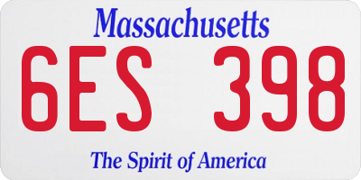 MA license plate 6ES398