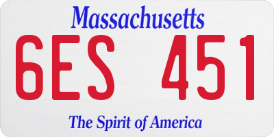 MA license plate 6ES451