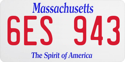MA license plate 6ES943
