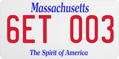 MA license plate 6ET003