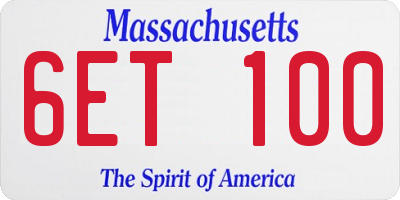 MA license plate 6ET100