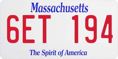 MA license plate 6ET194
