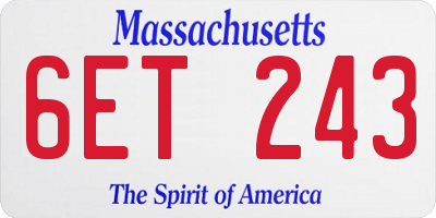 MA license plate 6ET243