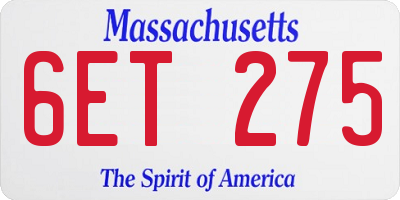 MA license plate 6ET275