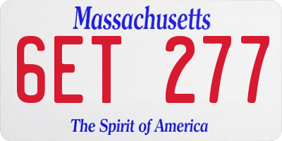 MA license plate 6ET277