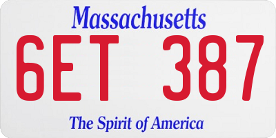 MA license plate 6ET387