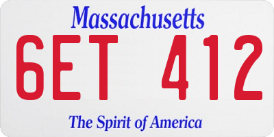 MA license plate 6ET412