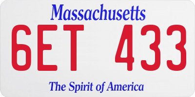 MA license plate 6ET433