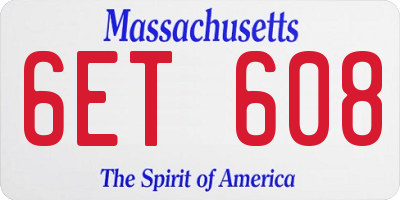 MA license plate 6ET608