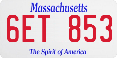MA license plate 6ET853