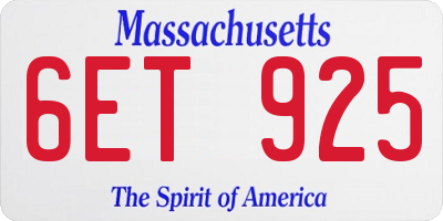 MA license plate 6ET925