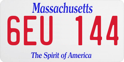 MA license plate 6EU144