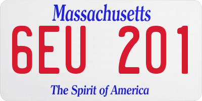 MA license plate 6EU201