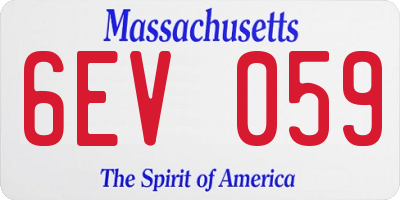 MA license plate 6EV059