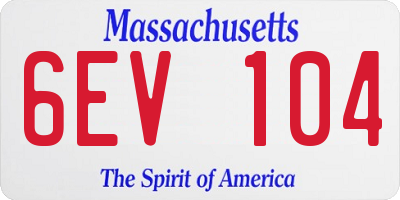 MA license plate 6EV104