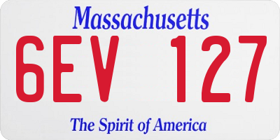 MA license plate 6EV127