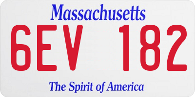 MA license plate 6EV182