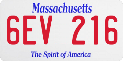 MA license plate 6EV216